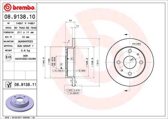 Brembo Remschijven 08.9138.10