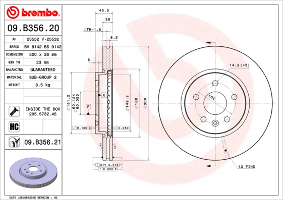 Brembo Remschijven 09.B356.21